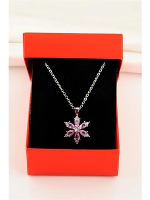 Euromoda Kutulu Aster Çiçeği Tasarımlı Zirkon Taşlı Kolye