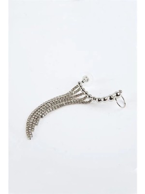 Euromoda Özel Tasarımlı Stras Taşlı Gold ve Gümüş Renkli Kıkırdak Küpe