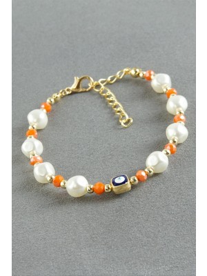 Zero Land Drnds Nazar Dikdörtgen Kristal Inci Bileklik - Siyah