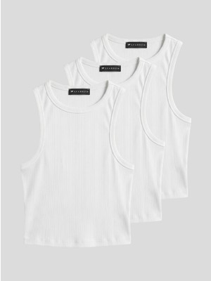 Sparrow Kadın 3'lü Paket Fitilli Slimfit Halter Yaka Crop Atlet