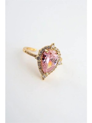 Euromoda Ayarlanabilir Özel Tasarımlı Zirkonium Taşlı Gold Renkli Yüzük