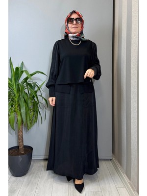 Miss Dalida Balon Cupro Kollu Triko Takım Siyah T26Y-6034 (T26Y-2018)