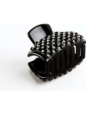 Euromoda Siyah Renkli Parlak Taşlı Küçük Boy Mandal Toka