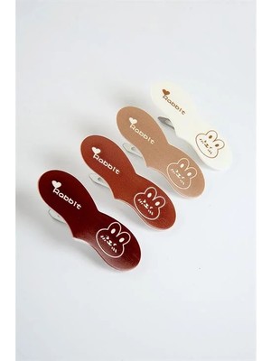 Euromoda Kalp Tasarımlı Rabbit Yazılı 4lü Klipsli Yan Toka Seti