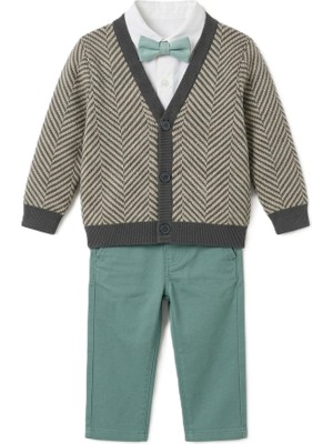 Ilgın Erkek Çocuk Bayramlık Takım Papyonlu Triko Hırkalı 3 Parça Şık Takım 1-4 Yaş