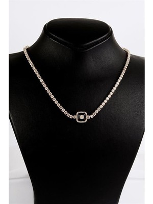 Euromoda Çelik Özel Tasarımlı Zirkon Taşlı Gold ve Gümüş Renkleri Çelik Kolye