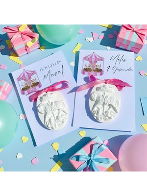 Nunu Event 10 Adet Beyaz Oval Atlı Karınca Taş Tozu Magnet Kişiye Özel Hediyelik, Hoşgeldin Bebek,sünnet