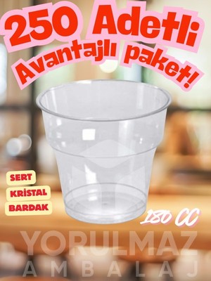 Yorulmaz Ambalaj 🥤 🥤 ✨ 180 cc Sert Kristal Plastik Bardak 250 Adet Şeffaf Mika Bardak – Davet, Parti ve Paket Servis Için