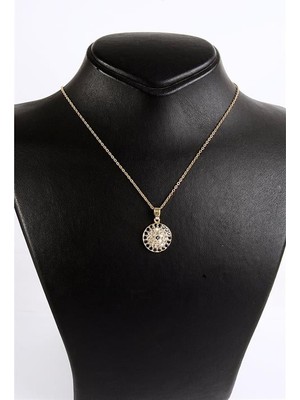 Euromoda Çelik Nazar Tasarımlı Zirkon Taşlı Gold ve Gümüş Renkleri Çelik Kolye