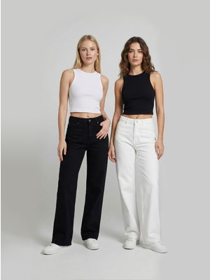 Sparrow Kadın 2'li Paket Slimfit Vücuda Oturan Halter Yaka Fitilli Crop Atlet