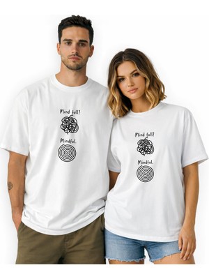 Kidilia Mindful Görselli Unisex Bisiklet Yaka Tasarım Tshirt