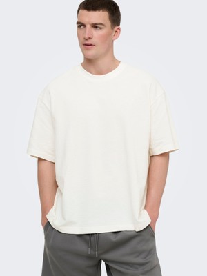 Only & Sons Onslenny Ovz Ss Strct Tee Noos Erkek Beyaz T-Shirt - 22036392