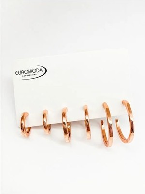 Euromoda Rose Renkli 6lı Halka Küpe Seti