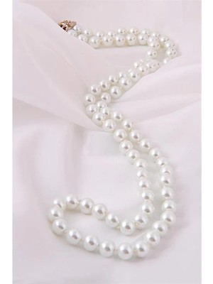 Euromoda Beyaz Inci Taşlı Incili Kolye