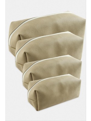 Zero Land Drnds 4 Adet El Tutmalı Makyaj Çantası - Sütlü Kahve