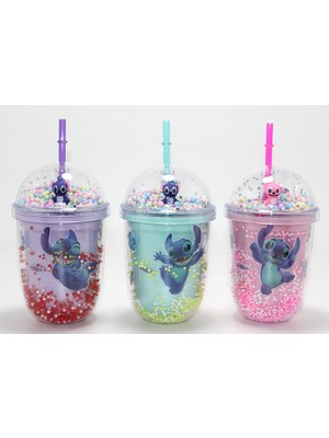 tp Buğz Stitch Figürlü Pipetli Kapaklı Kupa Bardak