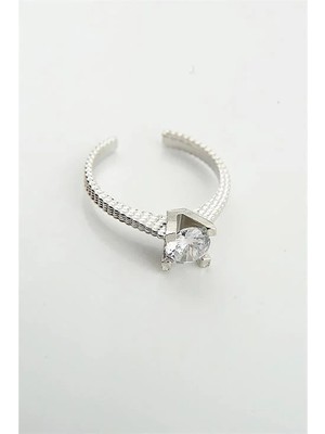 Euromoda Tektaş Zirkon Taşlı Ayarlanabilir Yüzük