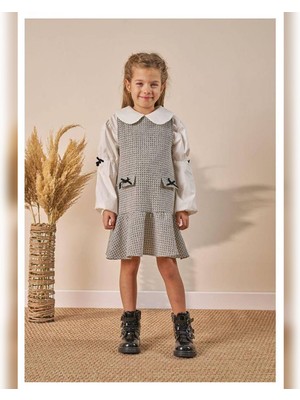 VİTASTORETR Tüvit Desen Jile Gömlek Kız Çocuk Ikili Takım