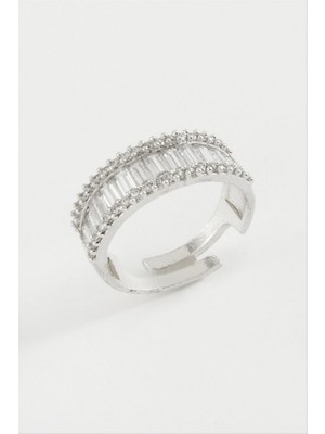 Zero Land Drnds Baget Zirkon Taşlı Yüzük - Gümüş Rengi