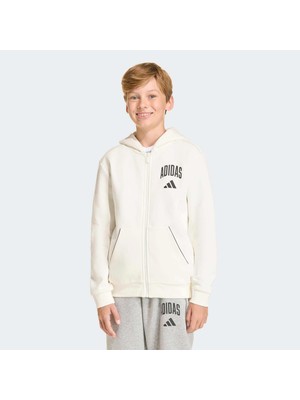 Adidas Seasonals Collegiate Typography Çocuk Beyaz Ceket (KD4395)