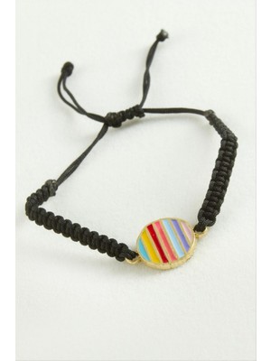 Zero Land Drnds Yuvarlak Makrome Ip Bileklik - Siyah