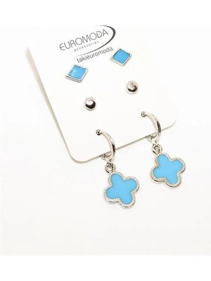 Euromoda Tasarımlı Top Küpeli 3lü Küpe Seti