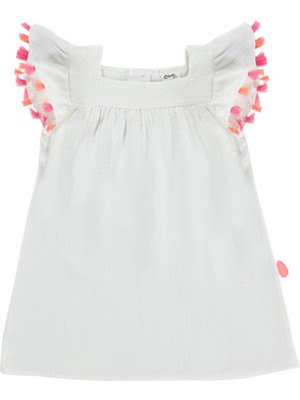Civil Baby Püsküllü Şeritli 6-18 Ay Elbise - Ekru