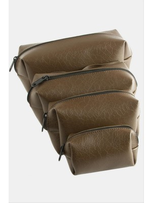 Zero Land Drnds 4 Adet El Tutmalı Makyaj Çantası - Kahverengi