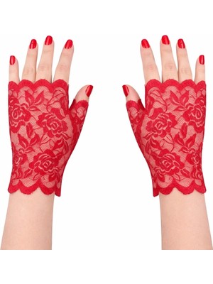 Üreticiniz Ashwork Kırmızı Dantel Parmaksız Kısa Eldiven 587455