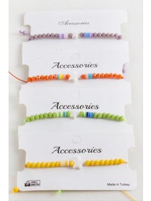 Zero Land Drnds Yıldız Sedef Kristal Makrome Ip Bileklik - Sarı