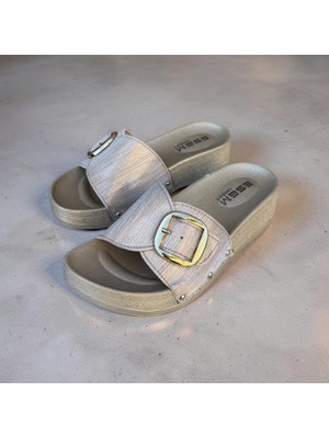 Esem Kadın Simli Tek Tokalı.dolgu Topuk Konforlu Terlik