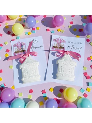 Nunu Event 10 Adet Pembe Kurdeleli Beyaz Atlı Karınca Taş Tozu Magnet Kişiye Özel Hediyelik, Hoşgeldin Bebek