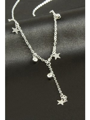 Zero Land Drnds Yıldız Taşlı Y Kolye - Gümüş Rengi