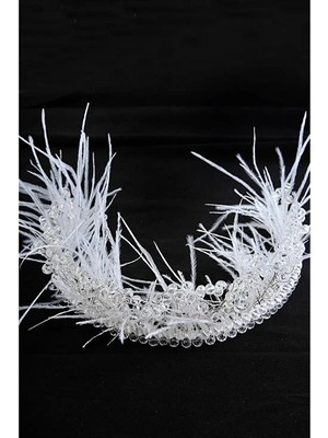 Euromoda Beyaz Kırmızı Füme Renkli Cam Taşlı Abiye Taç Aksesuar