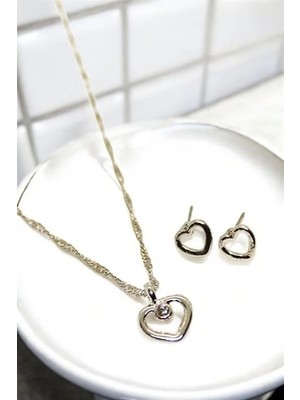 Euromoda Kalp Tasarımlı Kolye Küpe Takım