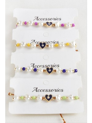 Zero Land Drnds Kalp Boncuk Inci Makrome Ip Bileklik - Kırmızı