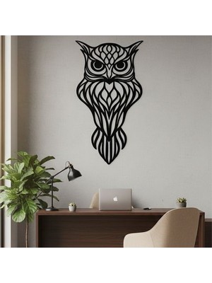 SS Cnc Sscnc Dekoratif Lazer Kesim Modern Baykuş Duvar Tablosu (40X22 Cm)