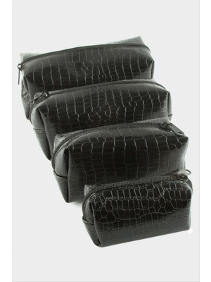 Zero Land Drnds 4 Adet El Tutmalı Makyaj Çantası - Siyah