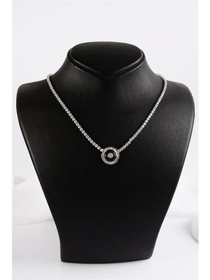 Euromoda Çelik Özel Tasarımlı Zirkon Taşlı Gold ve Gümüş Renkleri Çelik Kolye