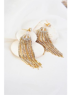 Euromoda Abiye Küpe Baget Zirkonium Taşlı Parlak Stras Taşlı Özel Tasarımlı Abiye Küpe