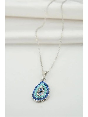 Euromoda Nazar Tasarımlı Zirkon Taşlı Kolye