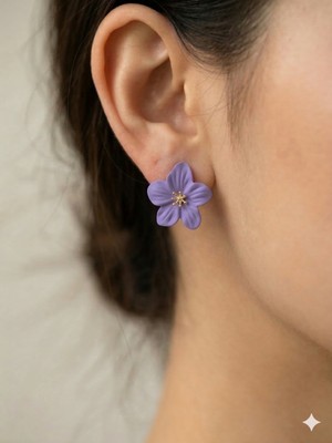 IRONMOON Mor Renk Çiçek Tasarımlı Kadın Küpe