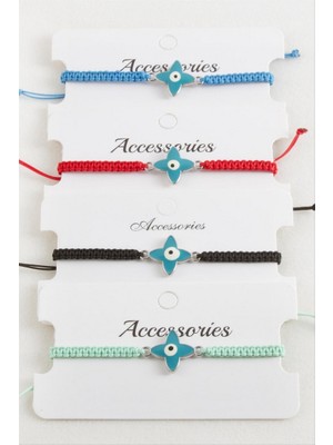 Zero Land Drnds Çiçek Nazar Makrome Örgülü Bileklik - Su Yeşili