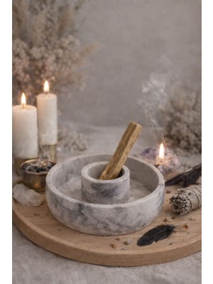 Lethe Studio Design Dekoratif Beton Palo Santo Tütsülük Kasesi – Ritüel ve Tütsü Standı