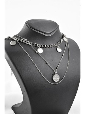 Euromoda Yuvarlak Tasarımlı Yüksek Kaliteli Zincirli Kolye