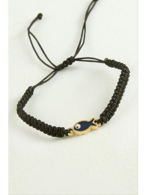 Zero Land Drnds Balık Makrome Ip Bileklik - Siyah