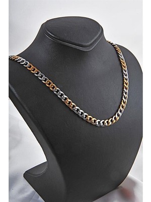 Euromoda Çelik Gold ve Siyah Renkli Unisex Çelik Kolye