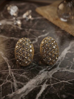 Meneva Aksesuar Işıltısıyla Göz Kamaştıran Oval Pave Taşlı Küpe