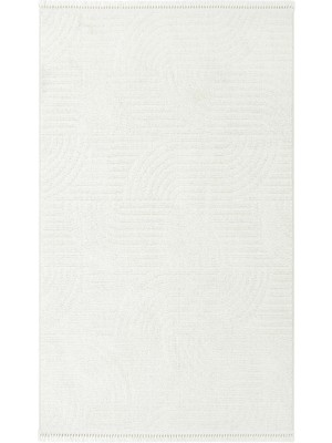 Cool Halı Olinda Krem Rengi Yumuşak Düz Bukle Püskül Kabartmalı 4 Mevsim Sade Salon Yatak Oturma Odası Halısı