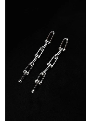 Euromoda Özel Tasarımlı Gold ve Gümüş Kaplamalı Çelik Sallantılı Küpe